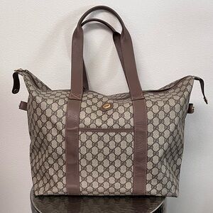 AUTH Vintage Gucci travel canvas monogram Tote Bag